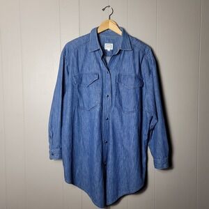 VINTAGE HAIRSTON ROBERSON CAMISA DENIM SHIRT DRESS FLAP POCKETS WOMENS MEDIUM